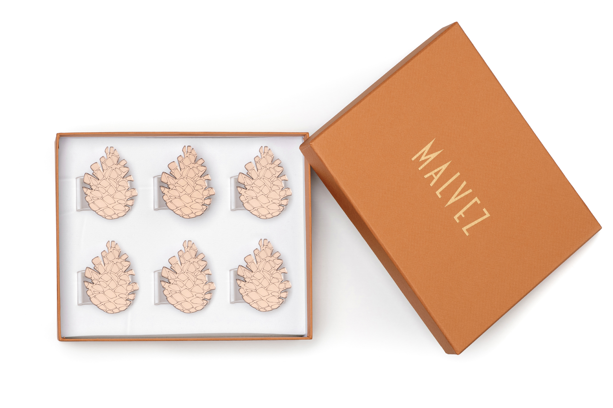 MALVEZ NAPKIN RINGS PINE BRONZE MIRROR (SET OF 6) (2)